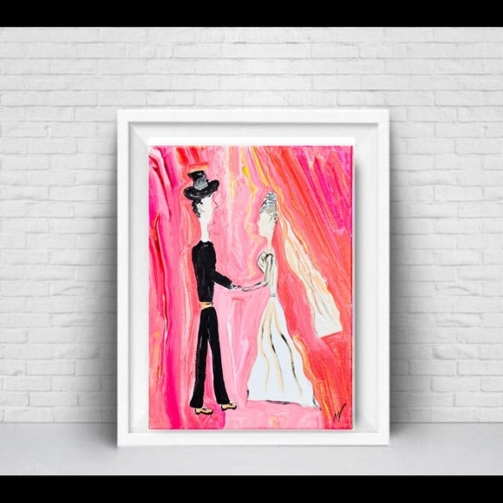 Couple in Love Painting Anniversary Original Art Acrylic Small Canvas Love Art - Picture 6 of 10